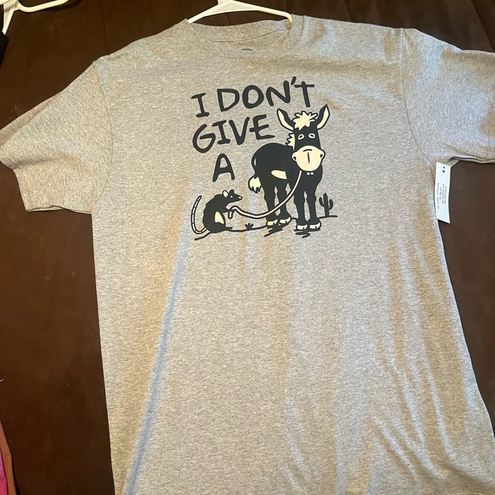 Women’s Gray Graphic T-Shirt with Donkey Print Size Large